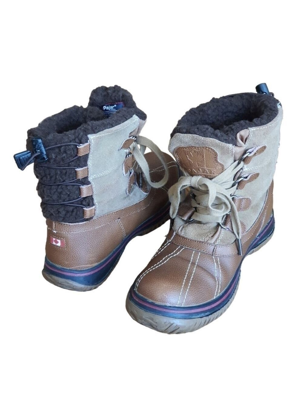 Pajar Canada Iceland Leather Boots Insulated Lace up Size 7 - 7.5 Euro 38 Brown